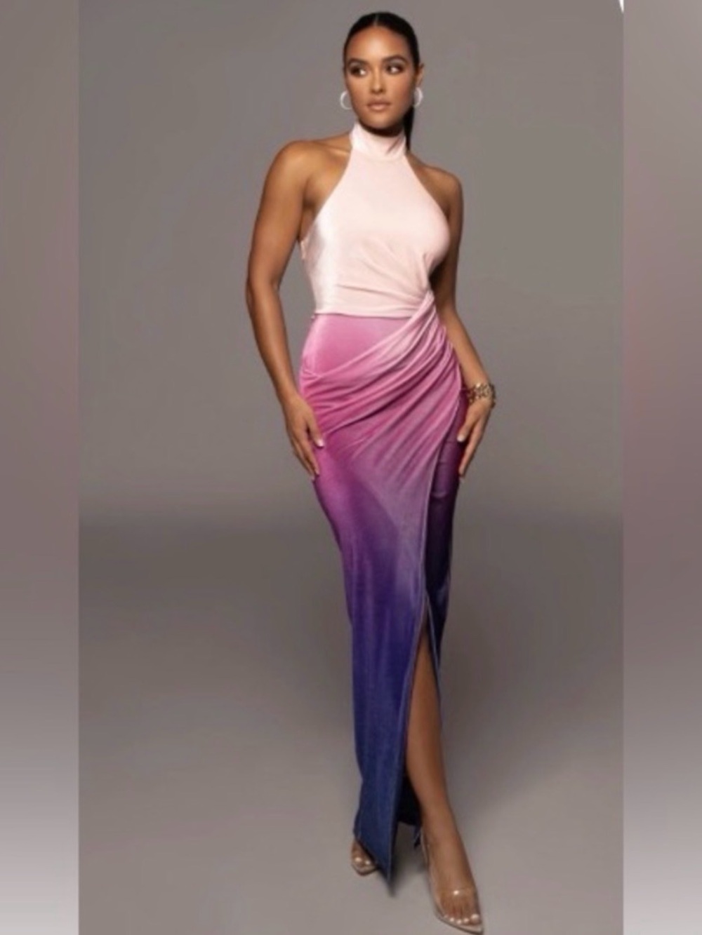 JLuxLabel Pink and Purple Ombré Halter Dress